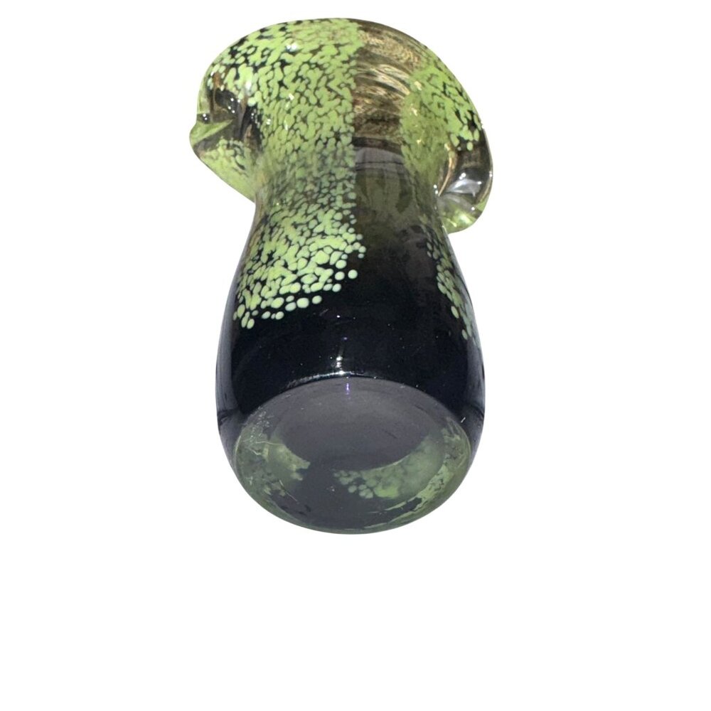 Lime Green Amethyst Purple Flared Edge Art Glass Murano Style Vase - Picture 9 of 10